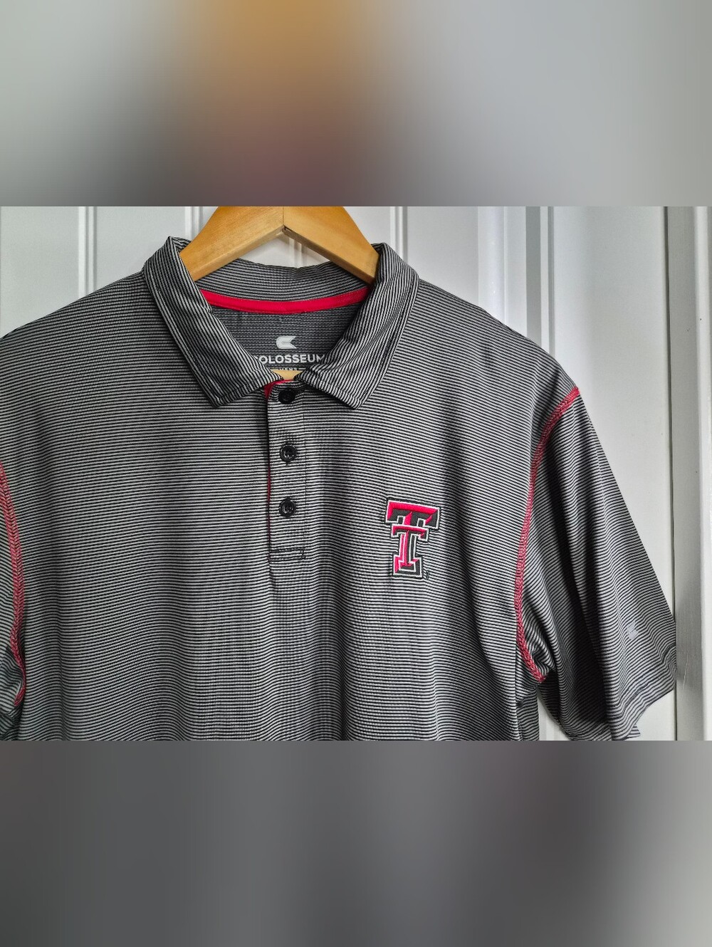 Med Colosseum Texas Tech Red Raiders Striped Polo Casual Golf Travel Football